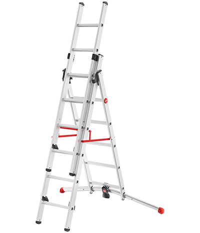 Hailo 7512 701 Aluminium Multi Purpose Telescopic Ladder MTL 4 x 3 Rungs and can be Used as a Anchor & Extension Ladder   Double A Frame Ladder 