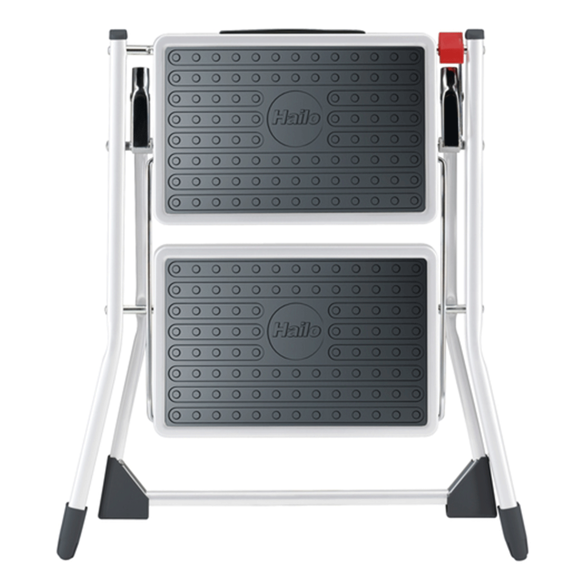 Hailo-MK60-Standardline-Step-Stool-Person-Standing-closed-front-on